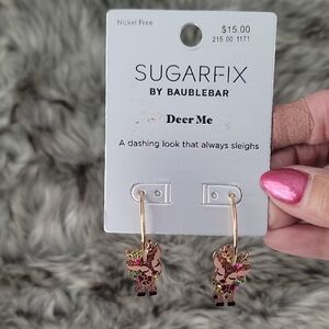 SugarFix By Baublebar Festive Reindeer Earrings - Gold and Brown